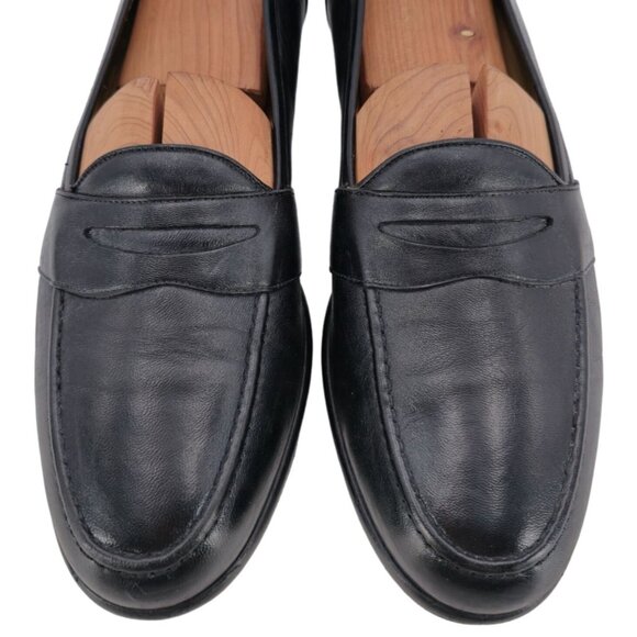 Vintage Bragano Cole Haan Italy Men 11.5 Black Leather Dress Shoes Penny Loafers - Picture 2 of 11